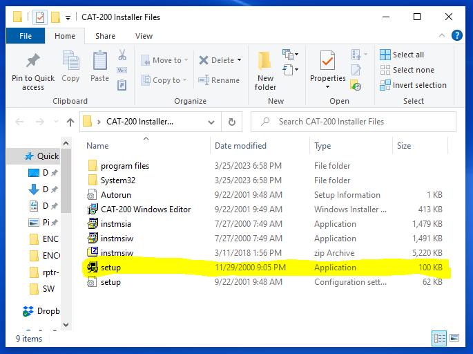 Highlighted Setup File in the folder